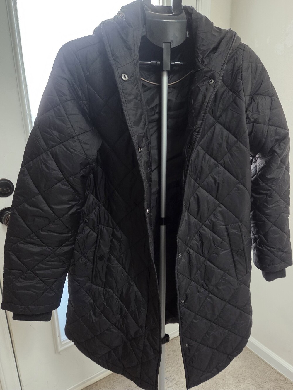 Weatherproof Black Diamond Quilted Hooded Parka Coat Size M